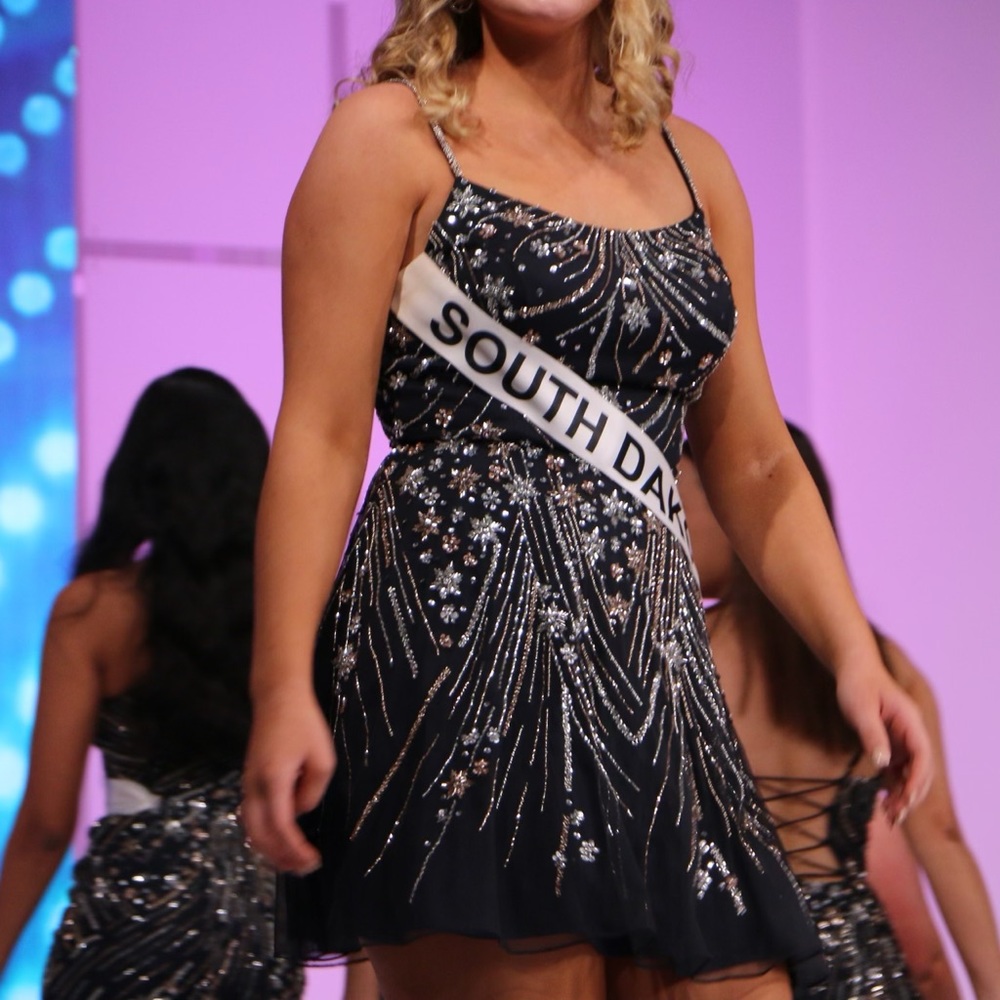 Midnight sequined cocktail dress